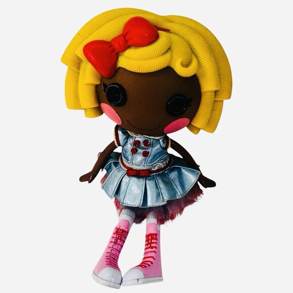 Lalaloopsy Dot Starlight Doll Yellow Hair Red Bow Blue Dress Button Eyes Rare - Picture 2 of 9